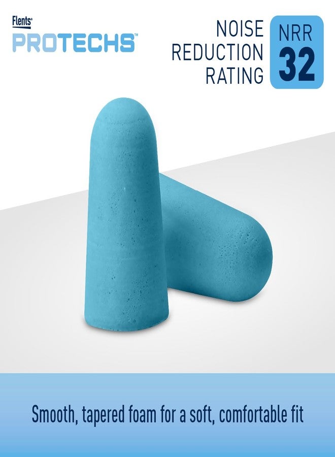 Flents Protechs Foam Ear Plugs for Sleeping, Snoring, Traveling, Concerts, Construction & Studying, Ultra Soft & Comfortable, Blue, 50 Pairs, NRR 32 Hearing Protection for Loud Noise - Image 2